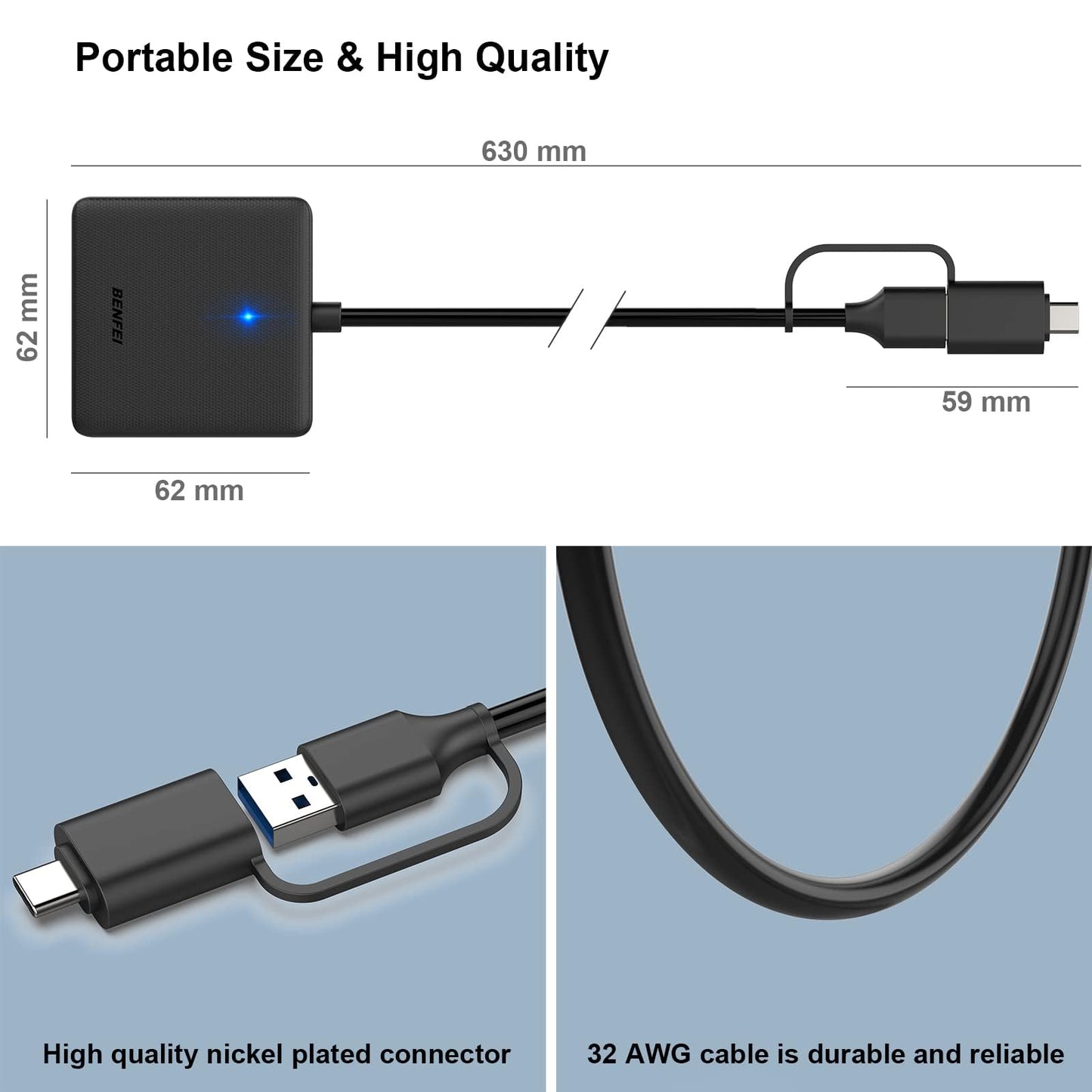 Multifunktionaler 4 in 1 USB C Kartenleser Adapter