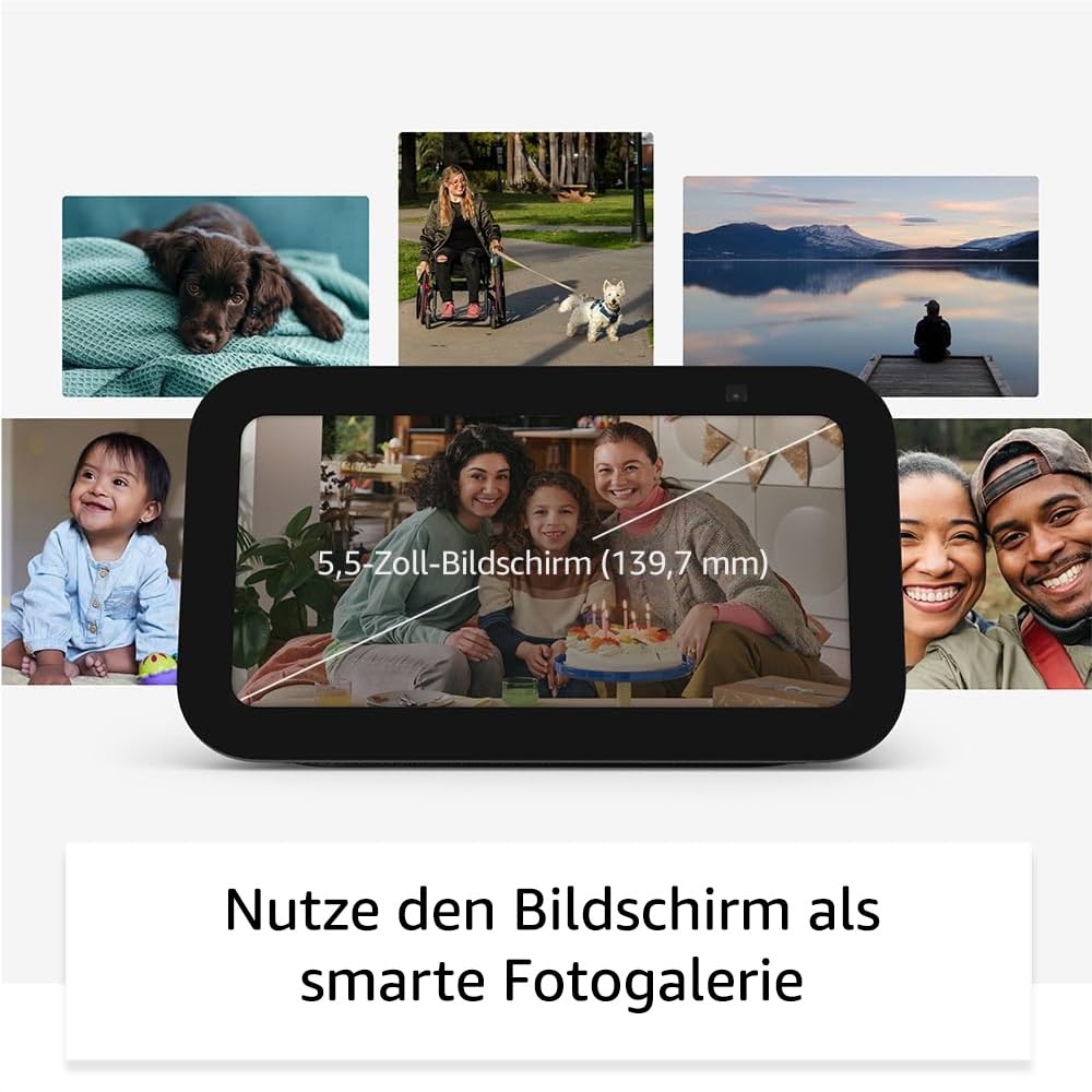 Echo Show 5 (Neueste Generation) | Kompakter smarter Touchscreen zum Steuern deines Smart Homes und mehr | Graublau, mit Alexa+ Early Access (Packung mit 2)