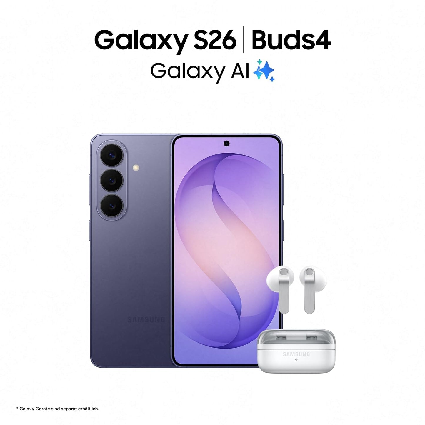 Samsung Galaxy S26 AI Smartphone mit Galaxy AI, Ohne Vertrag, Handy mit Android, 12 GB RAM, 512 GB Speicher, AP Prozessor, 50 MP, Cobalt Violet, 3 Jahre Herstellergarantie [Exklusiv auf Amazon]