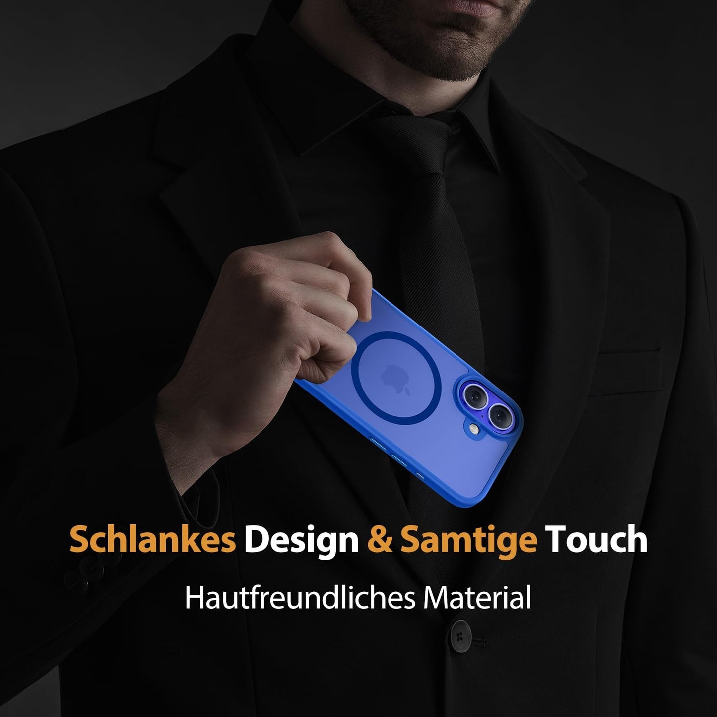 Miracase Magnetisch für iPhone 16 Hülle für Magsafe[mit 2 Schutzglas] Militärschutz Stoßfest Kratzfest Anti-Fingerabdruck Samtige Haptik Dünn Handyhülle für iPhone 16 6,1 Zoll,Leuchtendes Blau