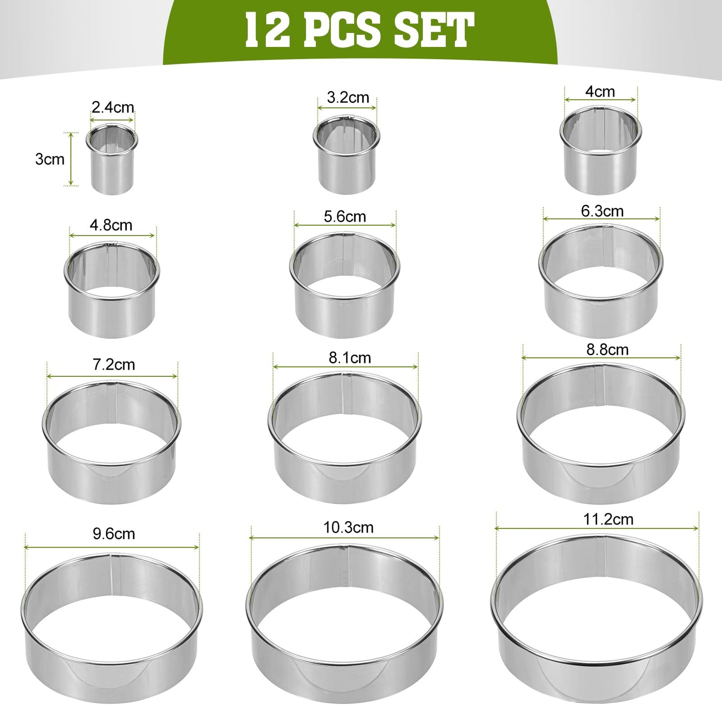 Runde Ausstechformen Set aus Edelstahl mit Box fuer Gebaeck und K