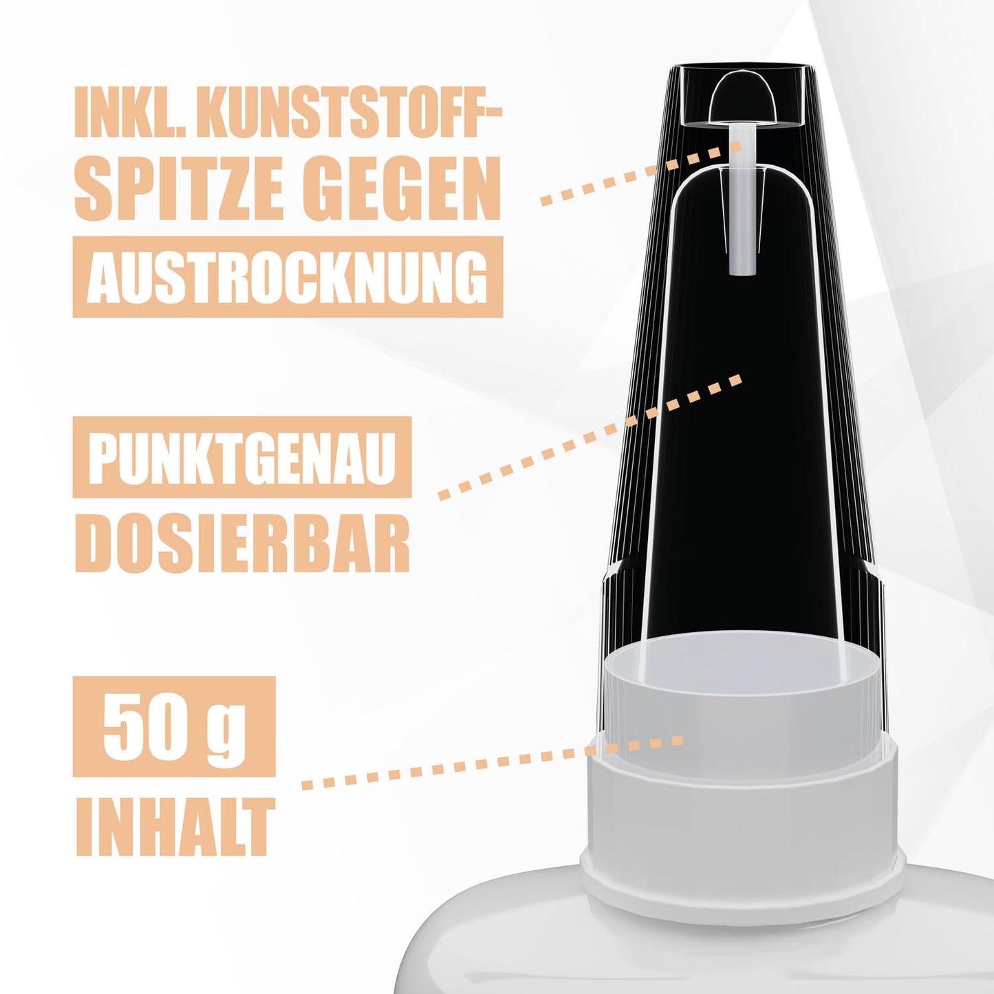 Sekundenkleber Gel für Keramik & Porzellan extra stark – XXL 50 g Superkleber – spülmaschinenfest, hitzebeständig – Anti-Austrocknungs-Spitze – KRAFTPROTZ Porzellankleber für Ton, Stein, Geschirr