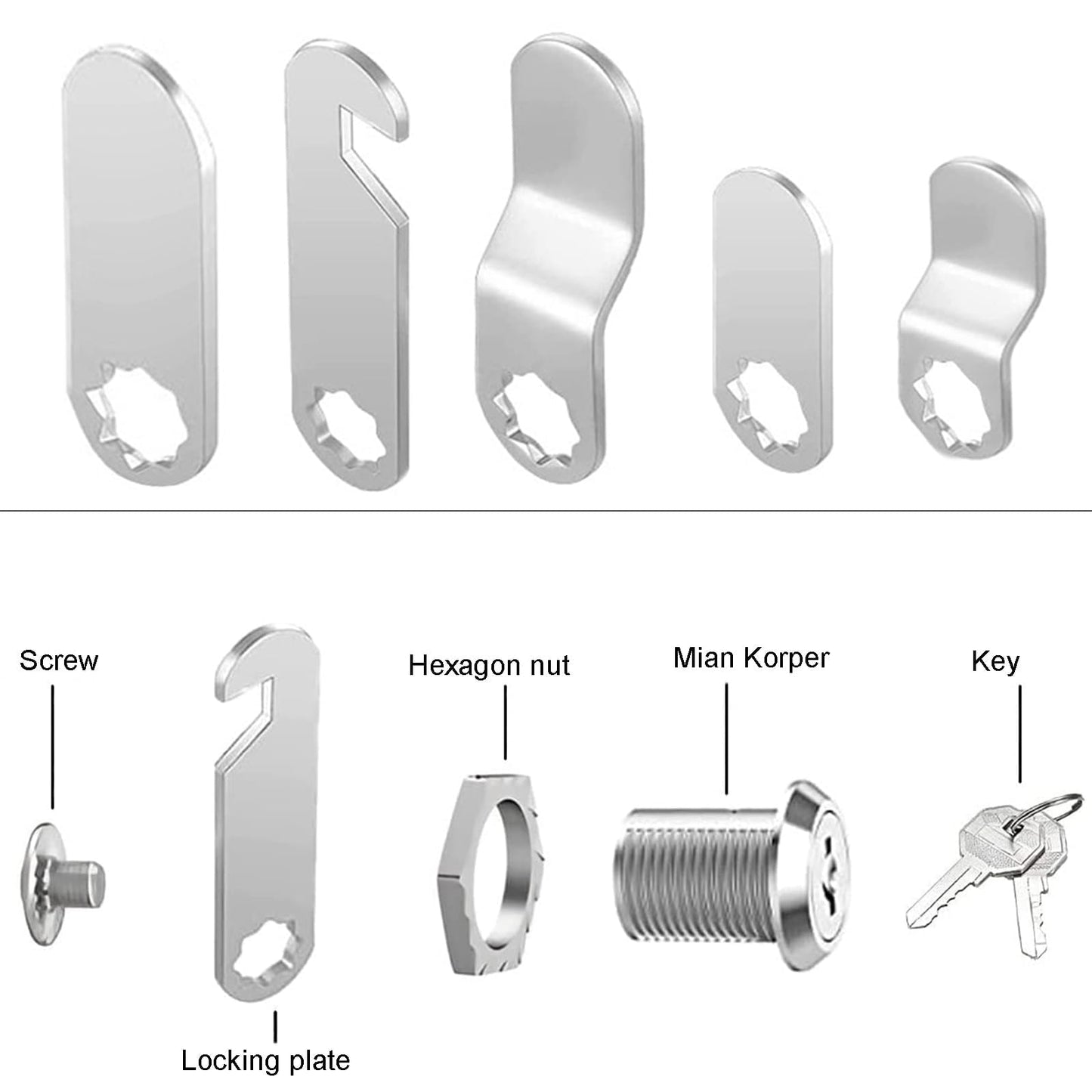 Briefkastenschloss mit 5 Schlossplatten 2 Schlüssel 16 mm Hebelschloss-zoerbufan