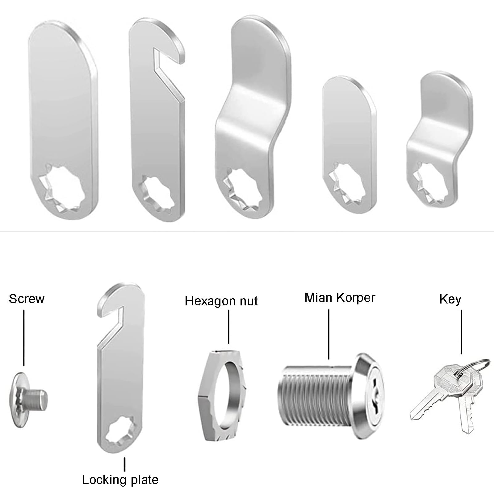 Briefkastenschloss mit 5 Schlossplatten 2 Schlüssel 16 mm Hebelschloss-zoerbufan