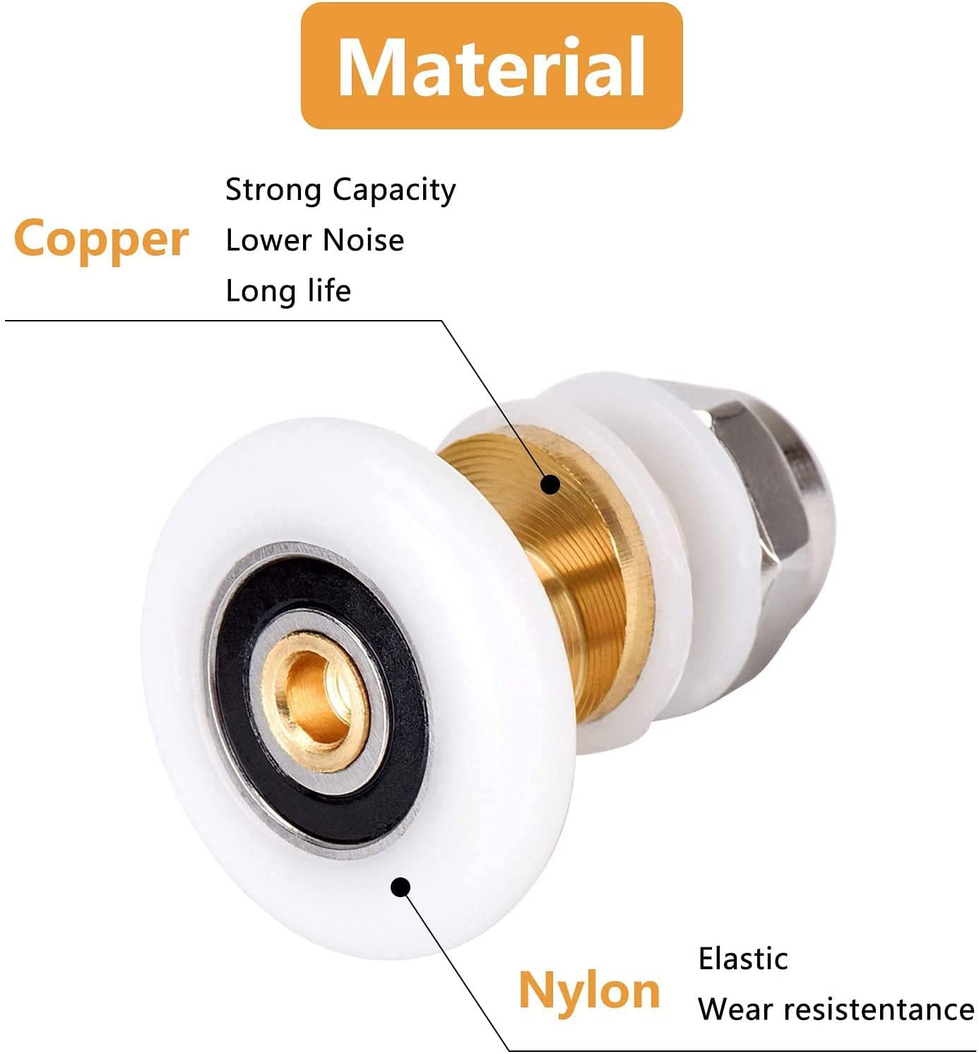 Duschkabine Rollen 25mm Schiebetür Nylon Ersatzrollen 8 Stück Set