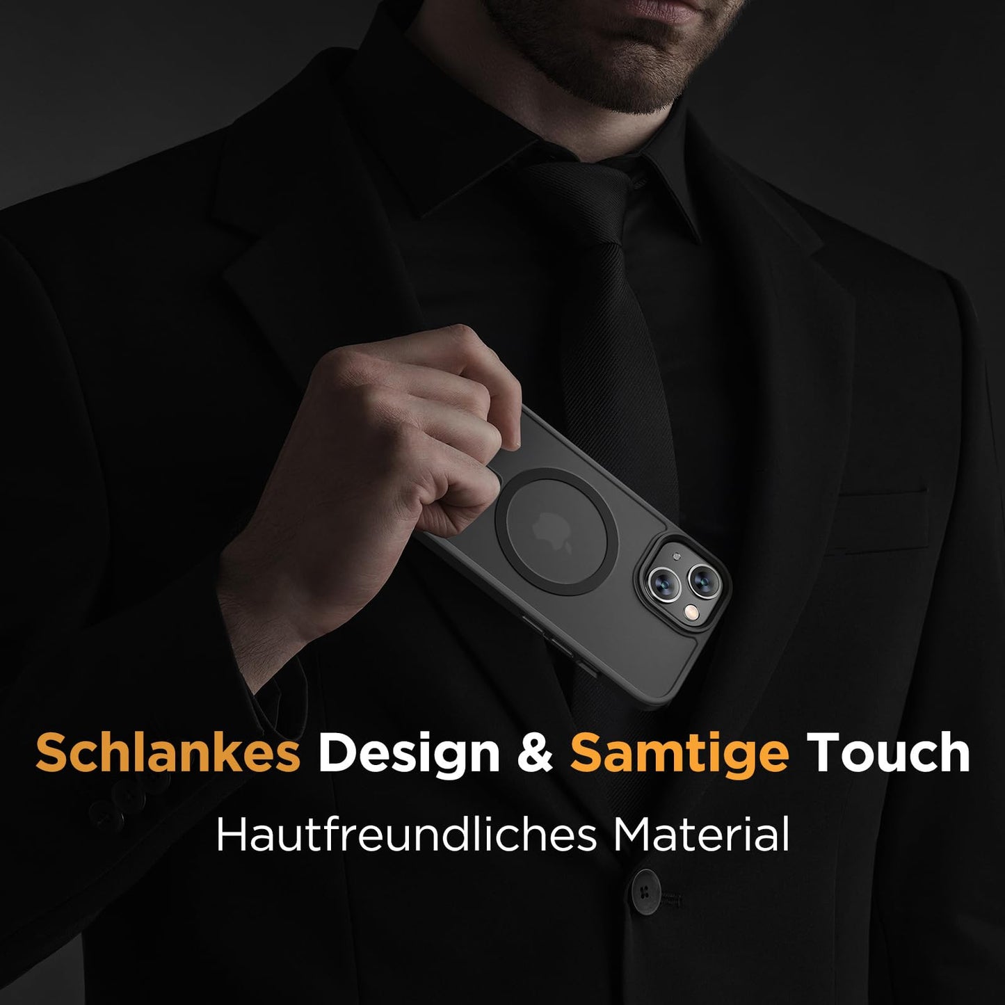 Miracase Magnetisch für iPhone 15 Hülle Kompatibel Mit MagSafe[mit 2 Schutzglas] Militärnorm Schutz Anti-Fingerabdruck Schlanke Ausführung Handyhülle für iPhone 15 6,1 Zoll, Schwarz