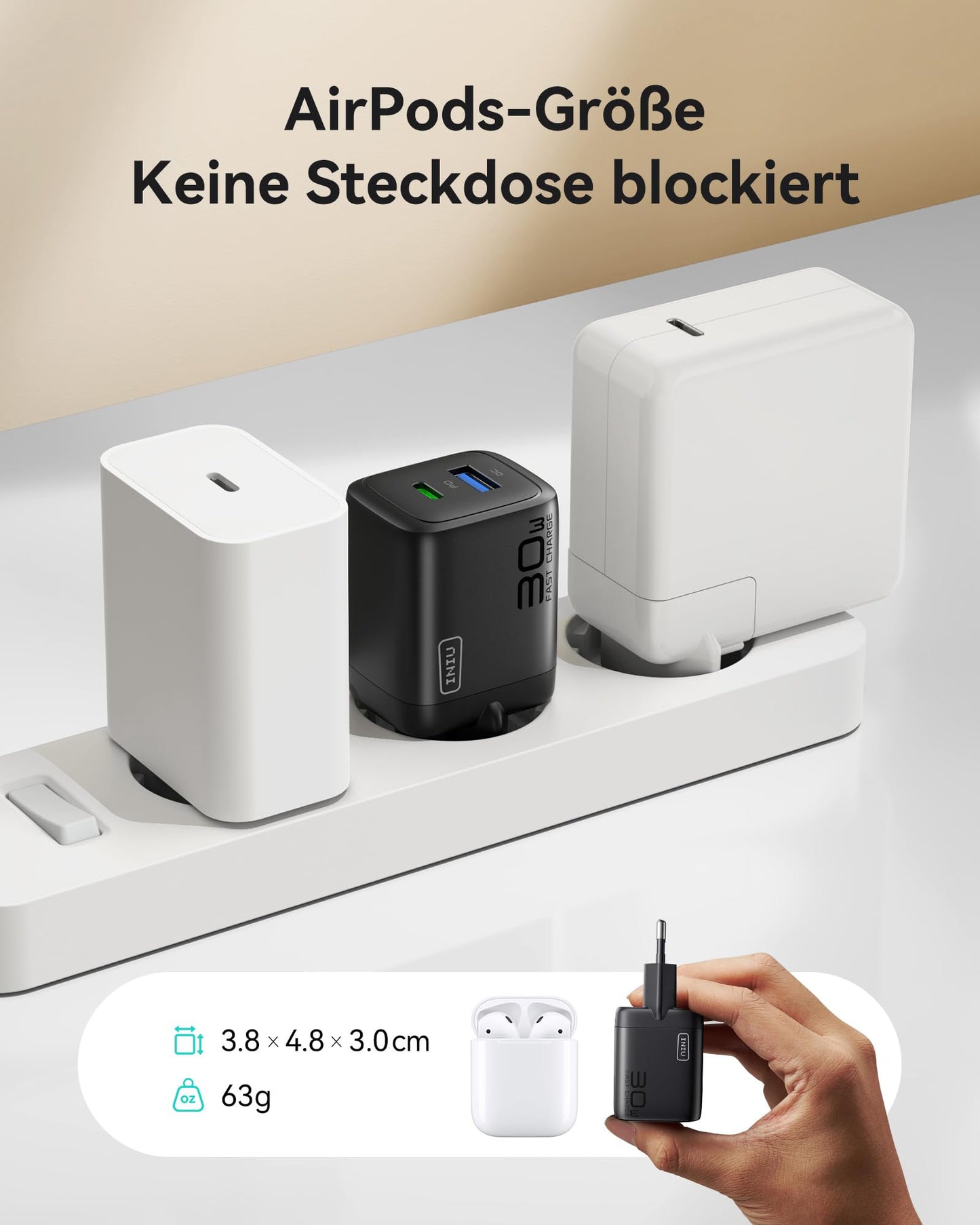 30W USB C Ladegerät 2er Set Schnellladegerät mit Kabel GaN PD