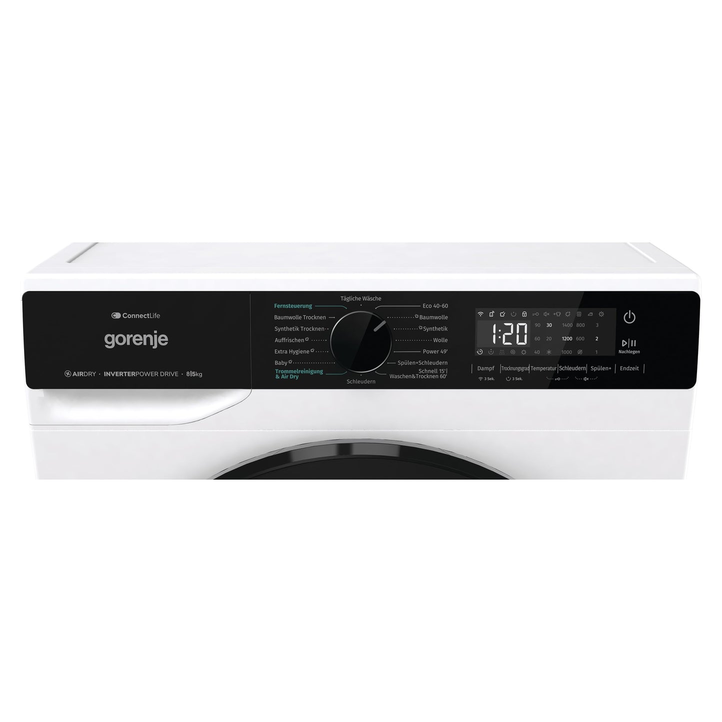 Gorenje WD2PA854ADW, DE Waschtrockner, Connect Life, 16 Programme, 8 KG, 54 Liter, 1400 U, min, AirDry, Inverter PowerDrive Motor, SterilTub, AllergySteam, PowerJetwash, StopAddGo, Wash&Dry 60', A-30%