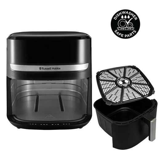 Russell Hobbs Heißluftfritteuse XXL 8,3L Rapid AirFryer [kompaktes Gehäuse, sehr leise, Pizza Ø 26cm] SatisFry (9 Programme, spülmaschinenfest, Fritteuse ohne Öl, TouchScreen,Grillen,Backen) 27632-56