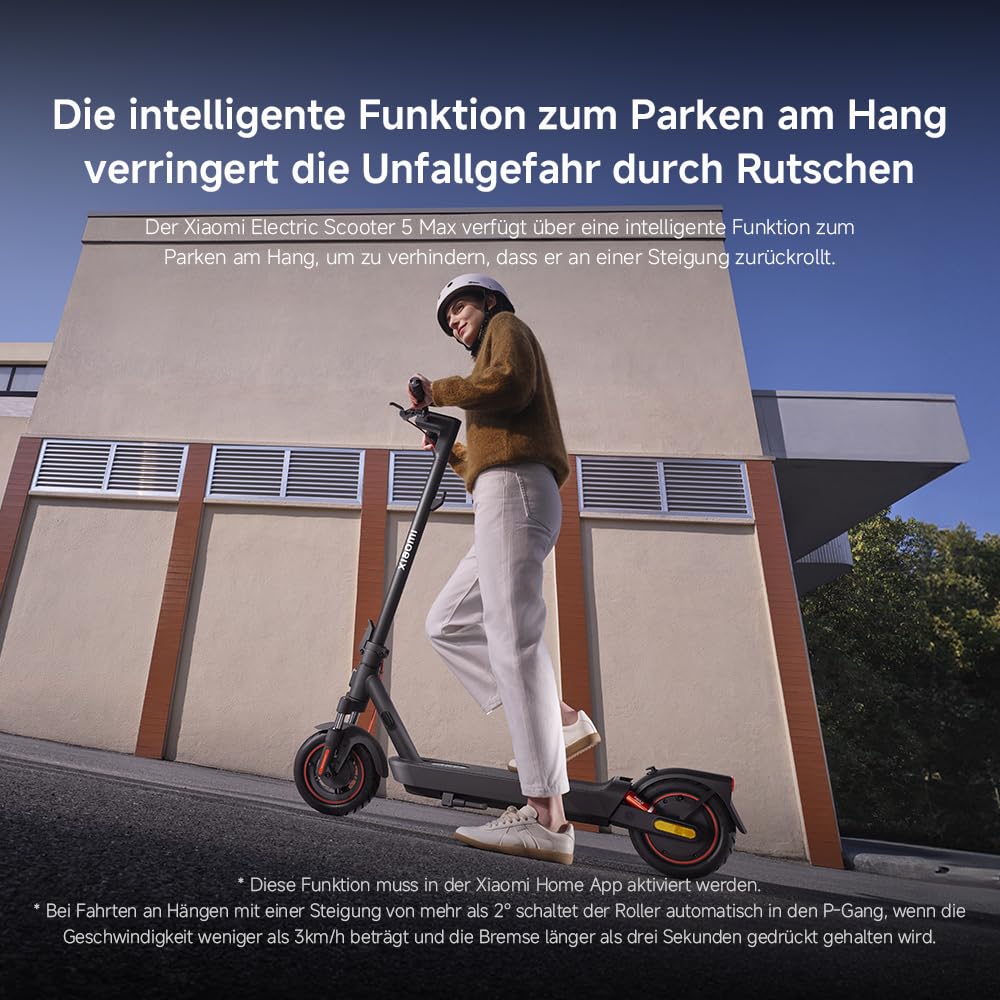 Xiaomi 5 Max E-Scooter mit Straßenzulassung (max. 20km/h, bis zu 60km Reichweite & 22% Steigung, Federung vorne & hinten, 10" Luftreifen, Blinker, Dual-Bremssystem, Traktionskontroll-System, App)