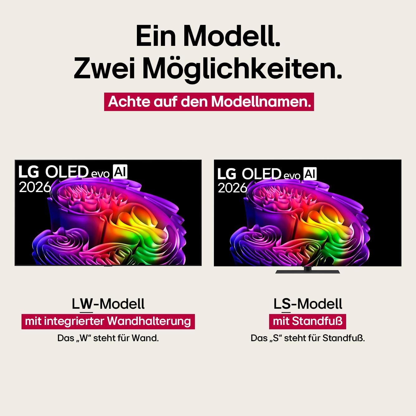 LG OLED65G67LW TV 65 Zoll (165 cm) 4K OLED evo AI TV (α11 Gen3 4K AI Prozessor, webOS 26, 120Hz (VRR bis zu 165Hz)) [Modelljahr 2026] [Energieklasse E]