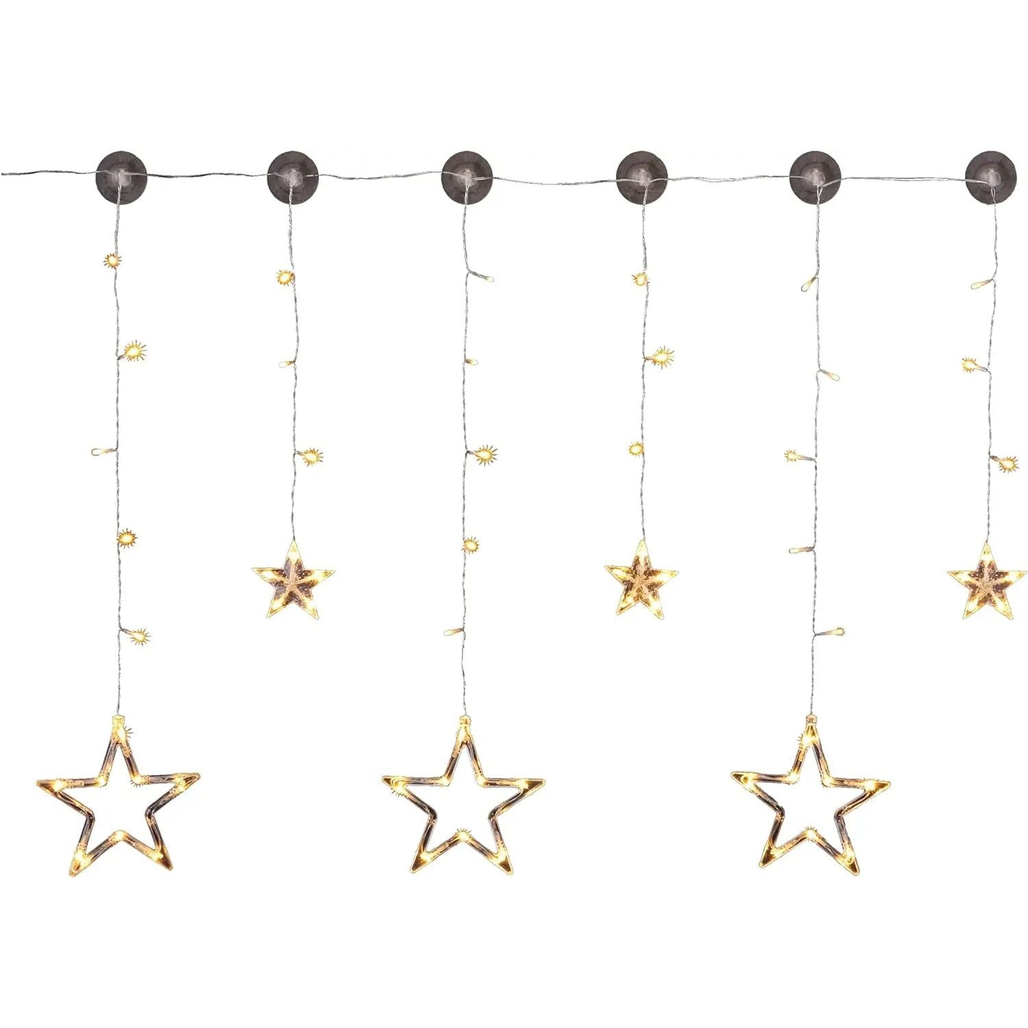 Lichterkette Sternenvorhang LED warmweiß Lichtervorhang 100x80cm Batterie Timer