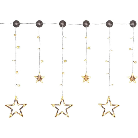 Lichterkette Sternenvorhang LED warmweiß Lichtervorhang 100x80cm Batterie Timer