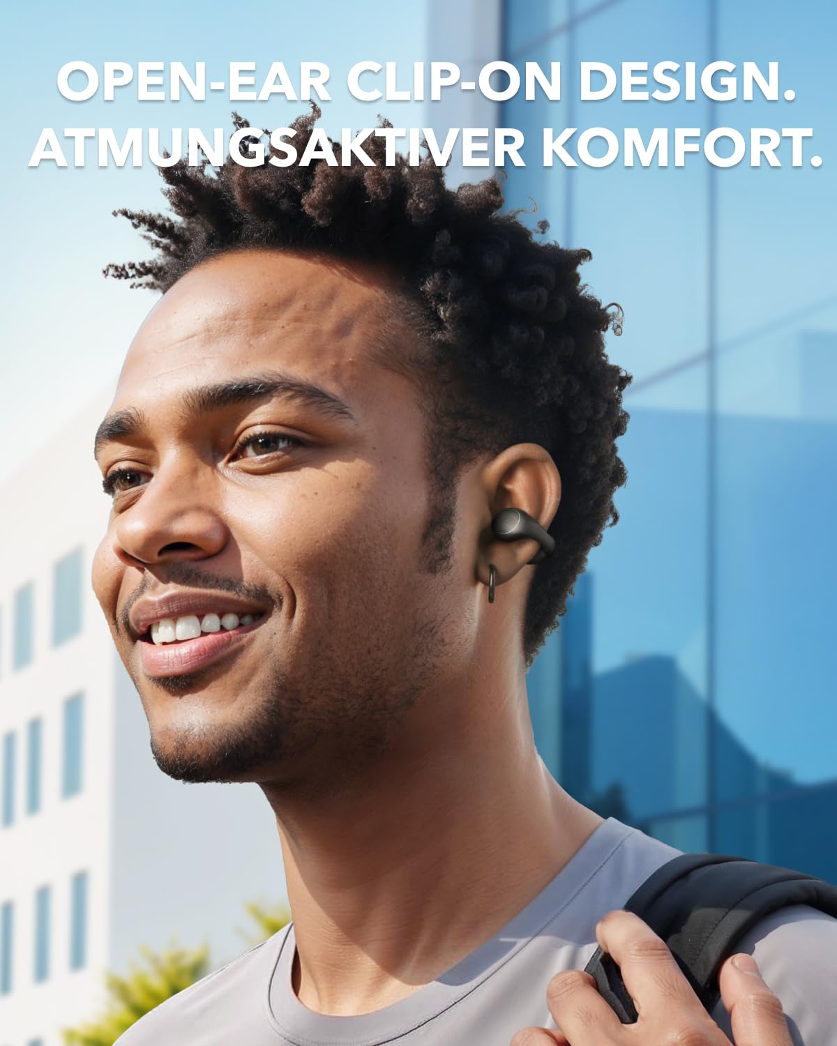 soundcore C40i von Anker, Open-Ear Earbuds, Clip-On Kopfhörer, flexibles Gelenk-Design, Tastensteuerung, federleichter Komfort, fester Halt mit ansteckbaren Ohrklammern, große Treiber für klaren Klang