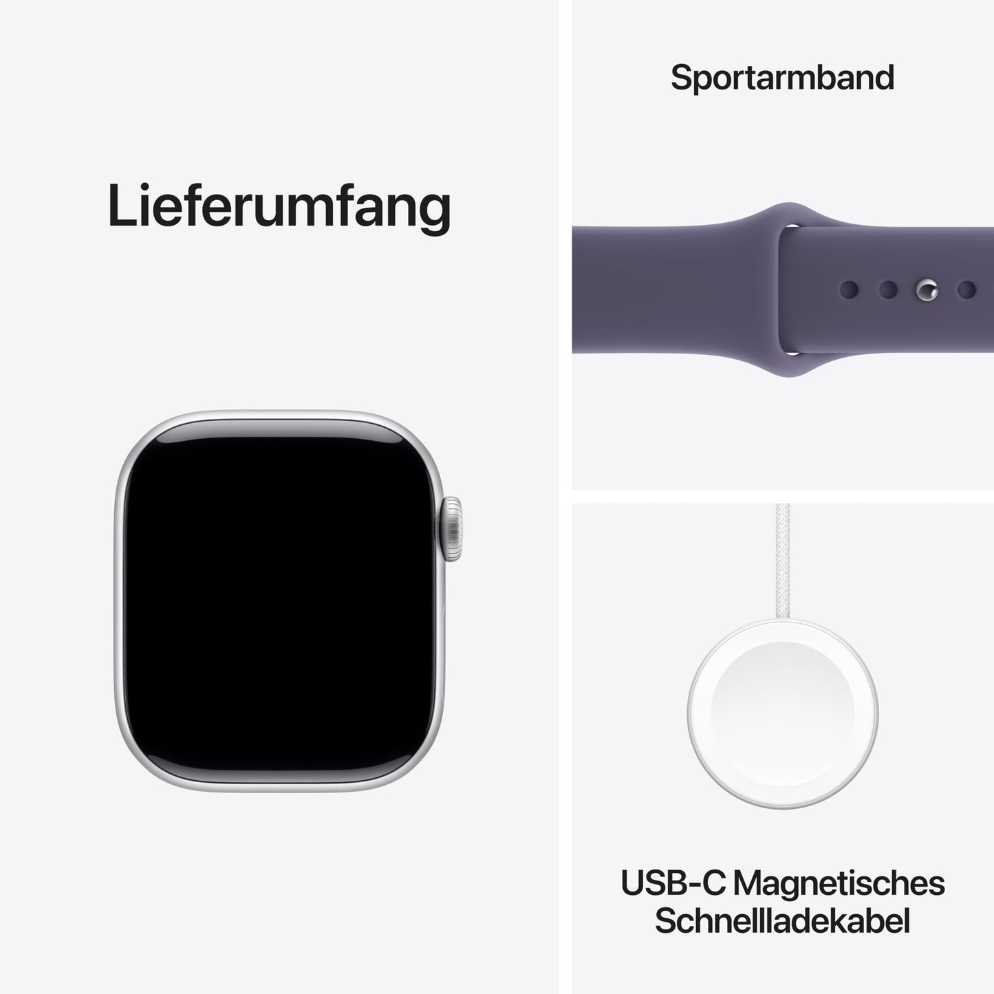 Apple Watch Series 11 GPS 42 mm Smartwatch mit Aluminiumgehäuse in Silber und Sportarmband in Nebelviolett (S/M). Schlafindex, Fitnesstracker, Gesundheitstracking, Always-On Display, Wasserschutz
