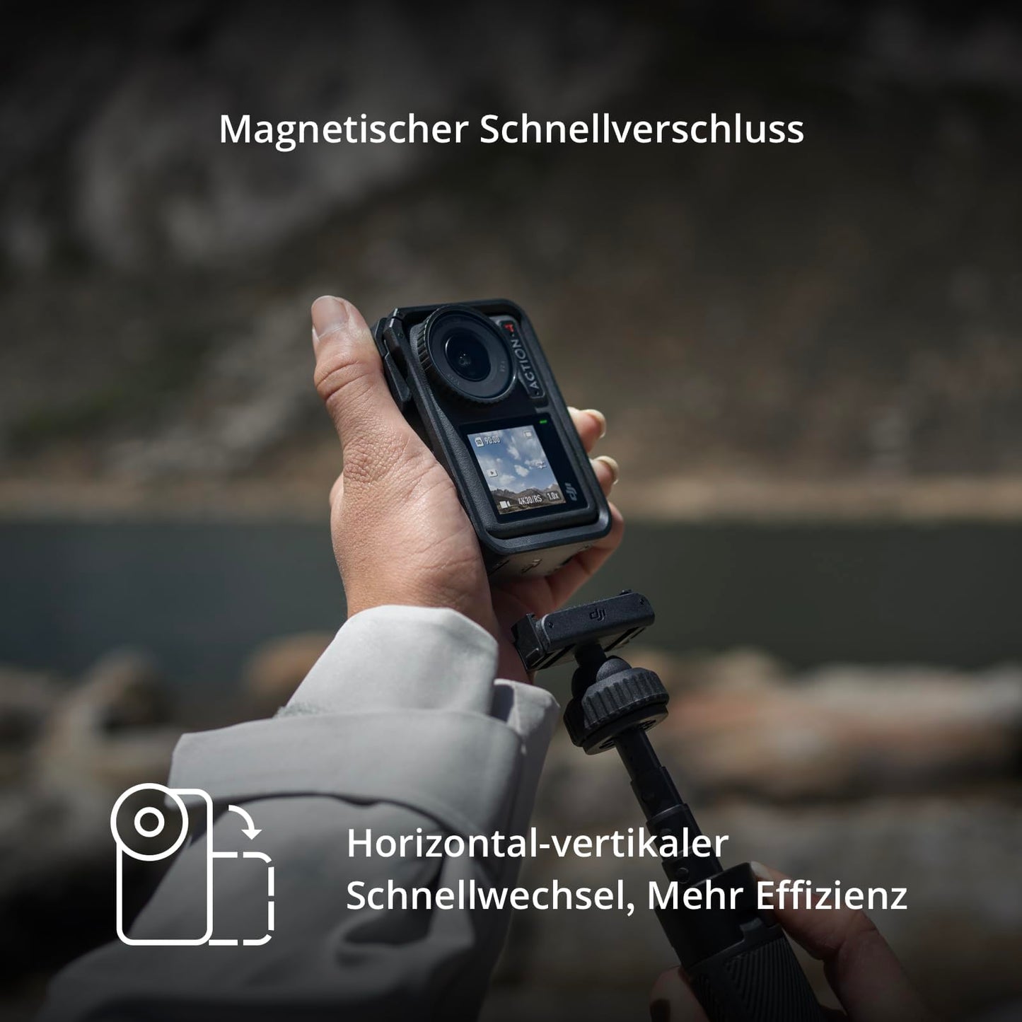 DJI Osmo Action 4 Essential-Combo, 4K/120fps Action Cam mit 1/1,3-Zoll-Sensor, Unterwasserkamera, Atemberaubende Low-Light-Aufnahmen, 10-Bit und D-Log M-Farbleistung, Langlebiger 1.770 mAh Akku