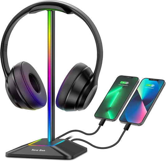 New Bee RGB Kopfhörerständer mit USB Typ-C Universal Gaming Halter Schwarz