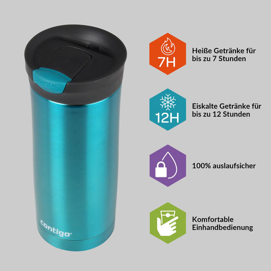 Thermobecher Huron Snapseal Edelstahl Isolierbecher 470 ml auslaufsicher BPA frei-Contigo