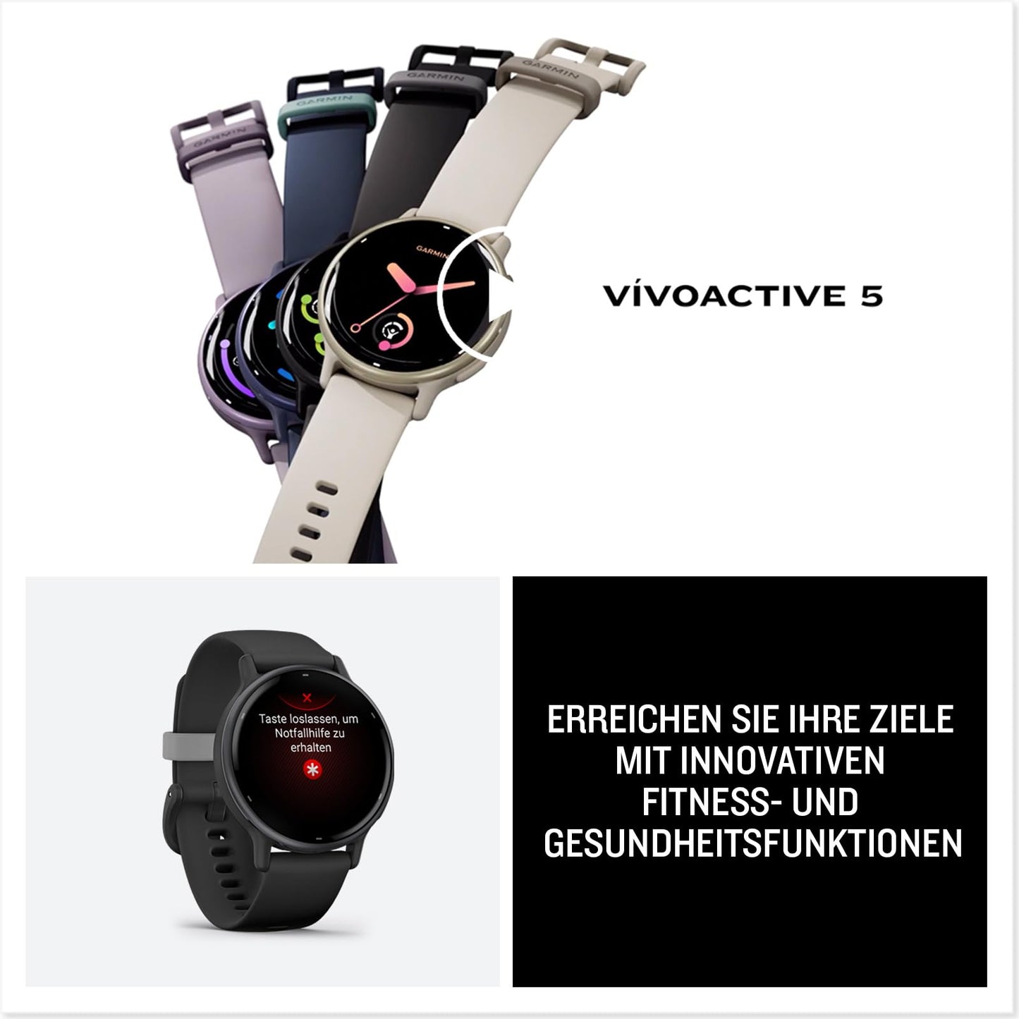 Garmin Vivoactive 5 42mm - GPS-Smartwatch mit 1,2" AMOLED Touchdisplay, bis zu 11 Tage Akkulaufzeit, Fitness- und Gesundheitsfunktionen, 30+ Sport-Apps, Musik, GarminPay