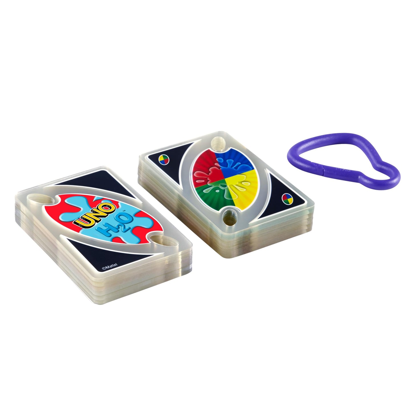 Mattel Games UNO H2O to Go, UNO Kartenspiel für die Familie, UNO wasserfest und zum Anhängen mit Karabinerhaken, Perfekt als Strand Spielzeug oder Reisespiel, für 2-10 Spieler, ab 7 Jahren, P1703