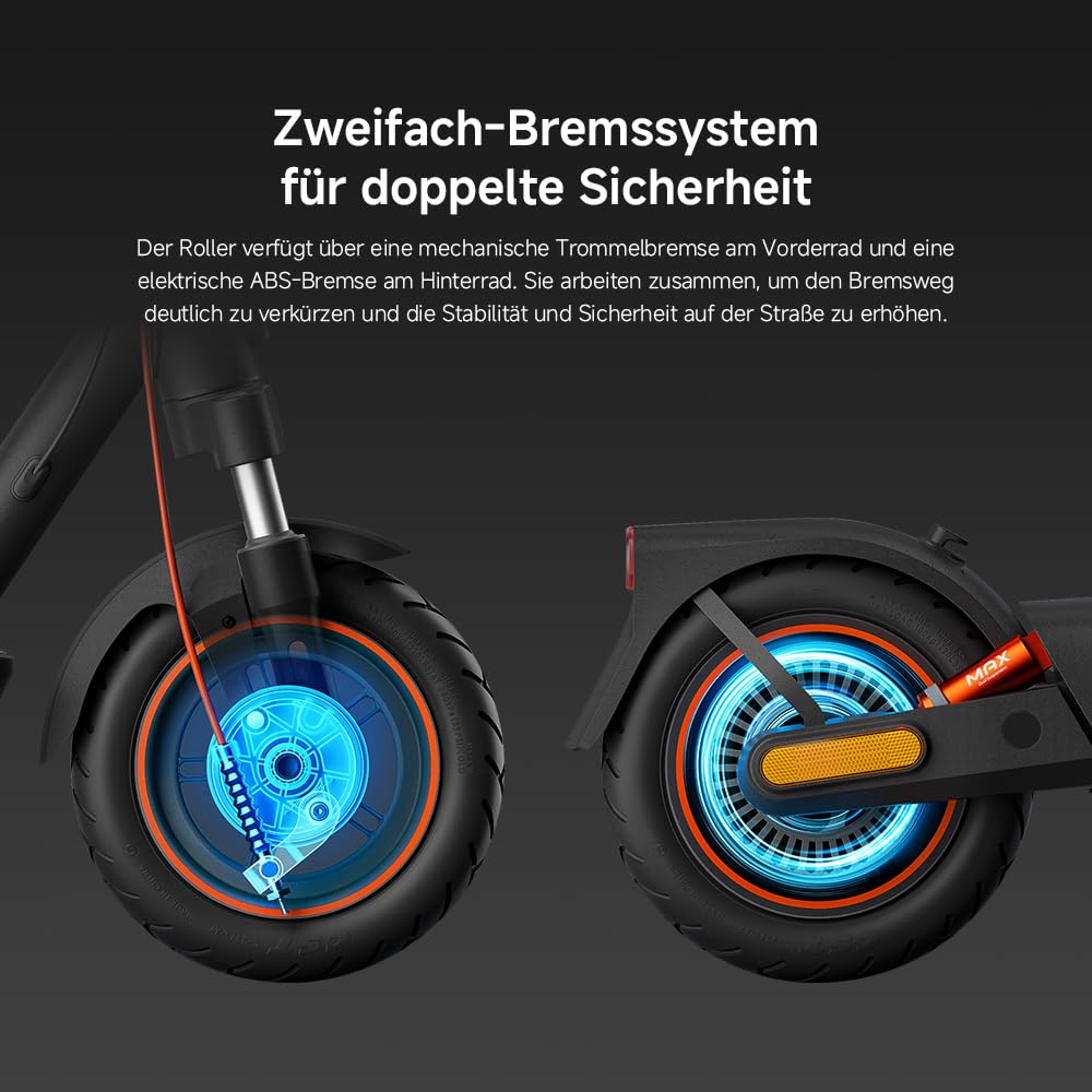 Xiaomi 5 Max E-Scooter mit Straßenzulassung (max. 20km/h, bis zu 60km Reichweite & 22% Steigung, Federung vorne & hinten, 10" Luftreifen, Blinker, Dual-Bremssystem, Traktionskontroll-System, App)
