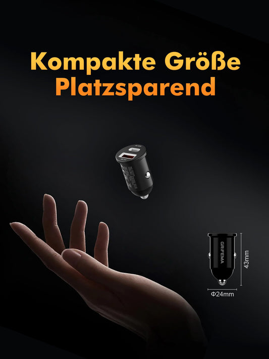 Schnelles 30W USB C Auto Ladegerät mit Dualanschluss