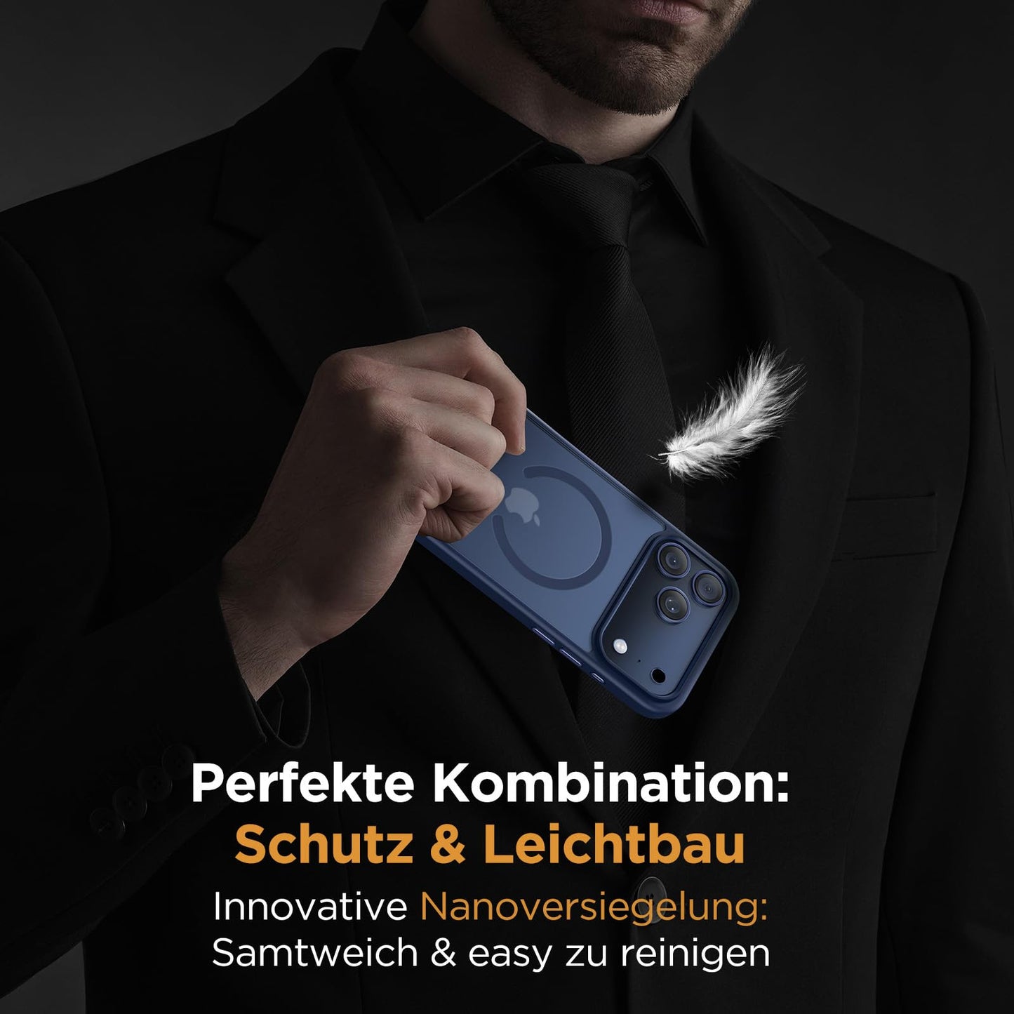 Miracase für iPhone 17 Pro Hülle für Magsafe [TOP Militärschutz & Magnetkraft] Stoßfest Kratzfest mit Samtiger Haptik Extrem Langlebig Handyhülle für iPhone 17 Pro 6,3", Matt-Tief-Blau
