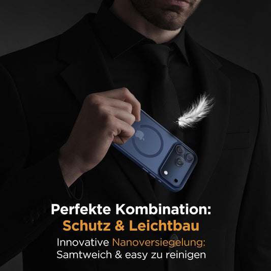 Miracase für iPhone 17 Pro Hülle für Magsafe [TOP Militärschutz & Magnetkraft] Stoßfest Kratzfest mit Samtiger Haptik Extrem Langlebig Handyhülle für iPhone 17 Pro 6,3", Matt-Tief-Blau