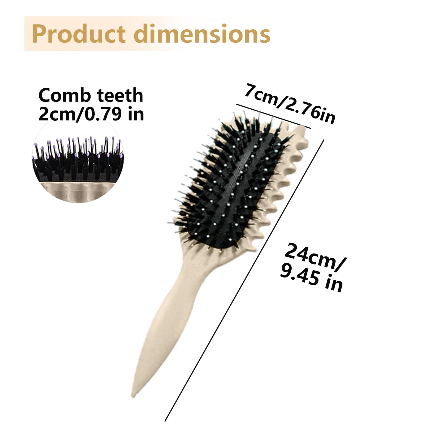 Lockenbürste zum Definieren und Stylen von Locken Beige 24 cm