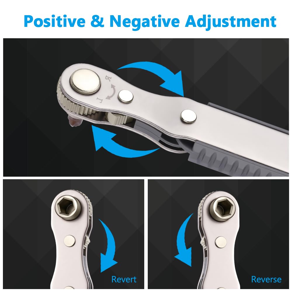 Mini Ratschenschlüssel Magnetisch 134mm mit Schraubendreher Bits