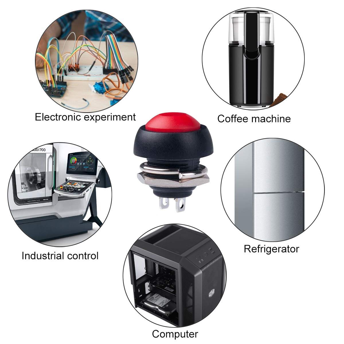 Mini Druckknopf 12mm Rot Wasserdicht SPST Momentanschalter 20 Stück