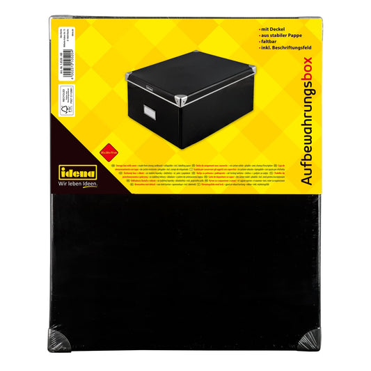 Idena Klappbare Aufbewahrungsbox Schwarz 36x28x17cm für Büro