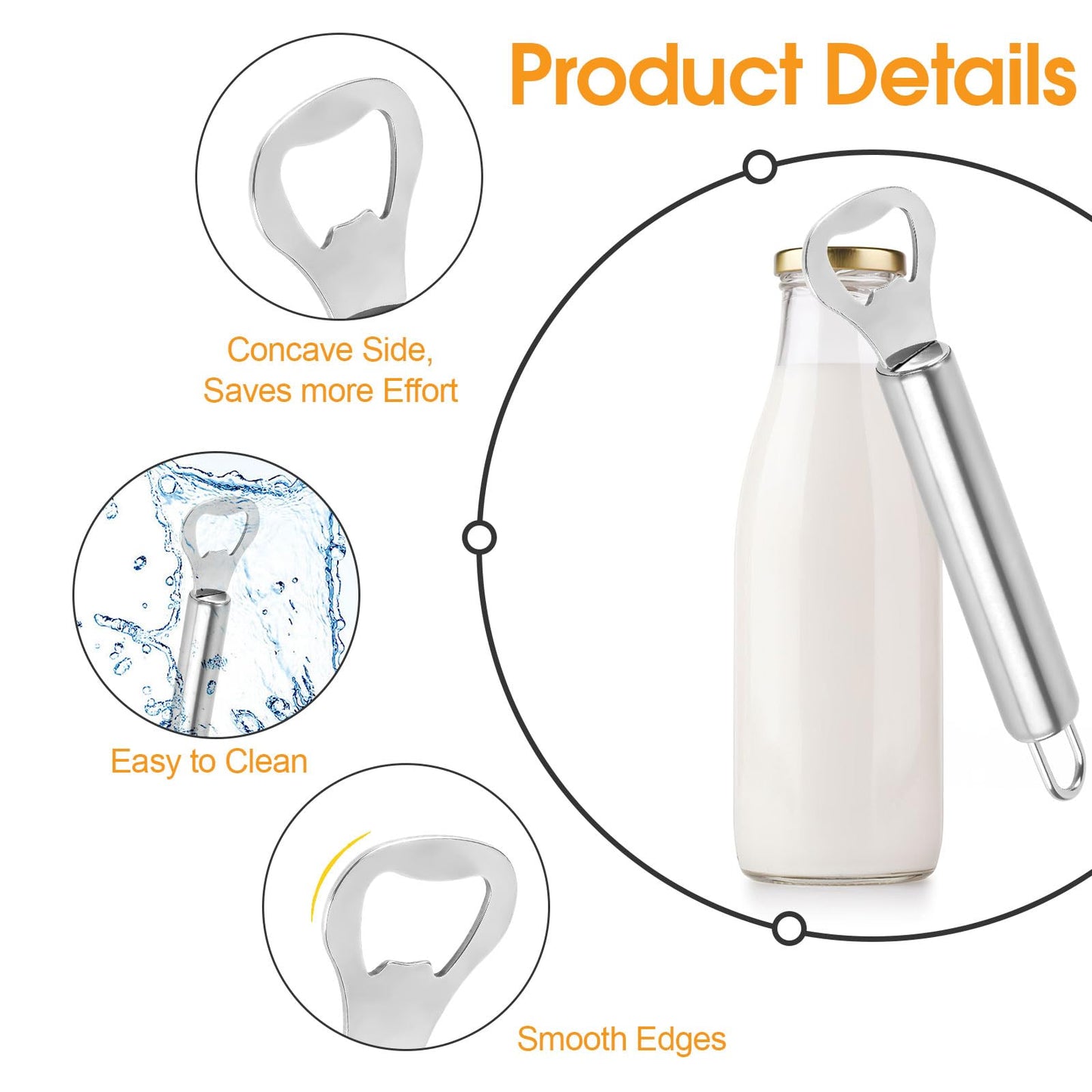 Flaschenöffner Edelstahl 2 Stück Bieröffner Komfortabler Griff Silber