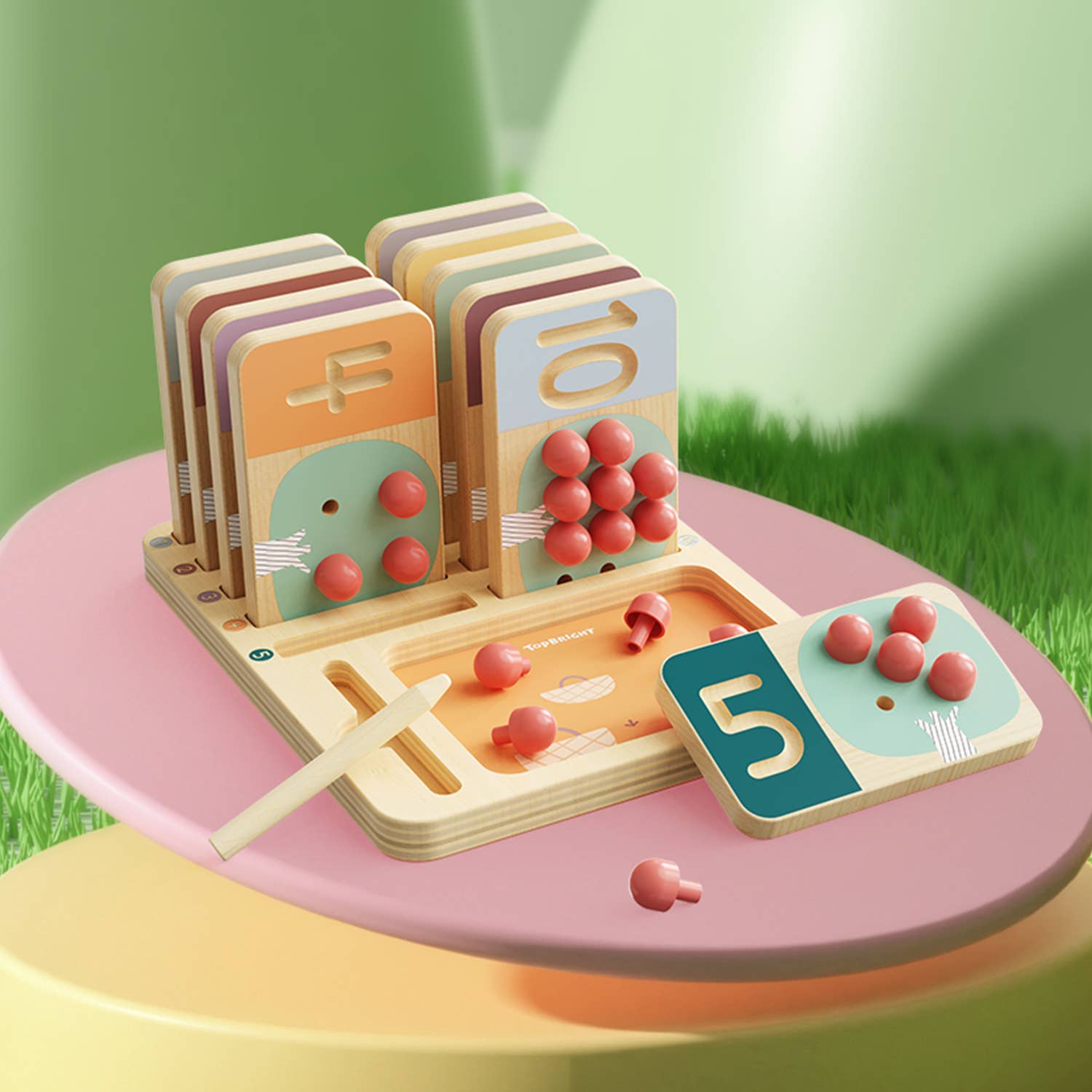 Holz-Tafel Obstbaum Montessori Zahlentrainer für Kinder