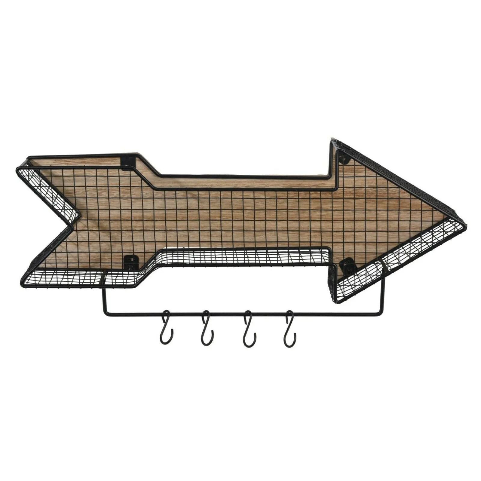 Praktisches Wandregal mit 4 Haken und Ablagefläche