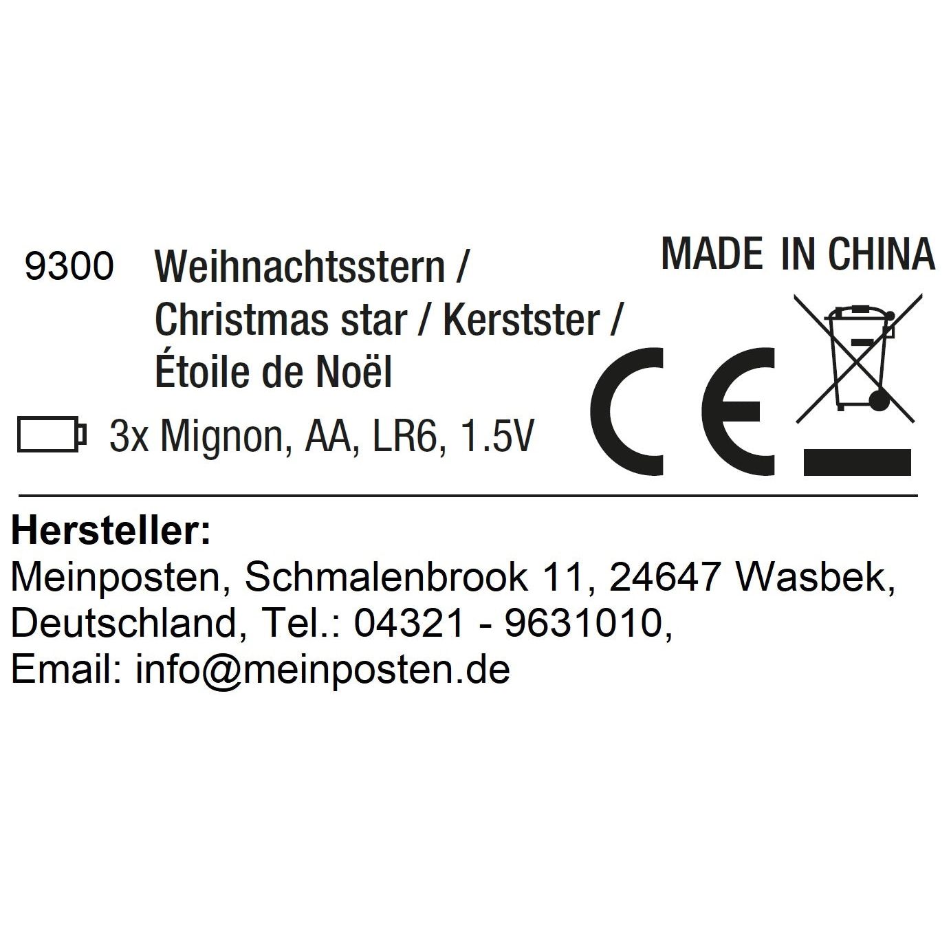Stern Weihnachtsstern LED Ø 35 cm in&outdoor Timer weiß Beleuchtung Batterie