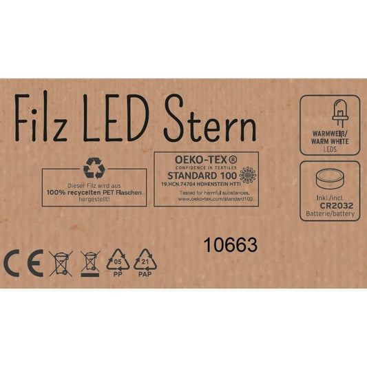 Weihnachtsstern Filz 3er Set 12 LED Stern grau anthrazit Weihnachtsbeleuchtung