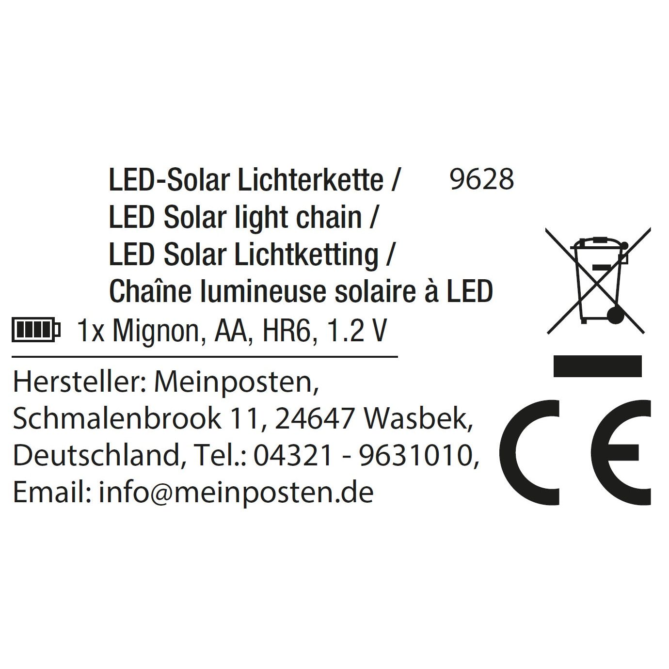 Lichterkette Solarlichterkette Solar Gartenbeleuchtung Balkon Deko LED warmweiß