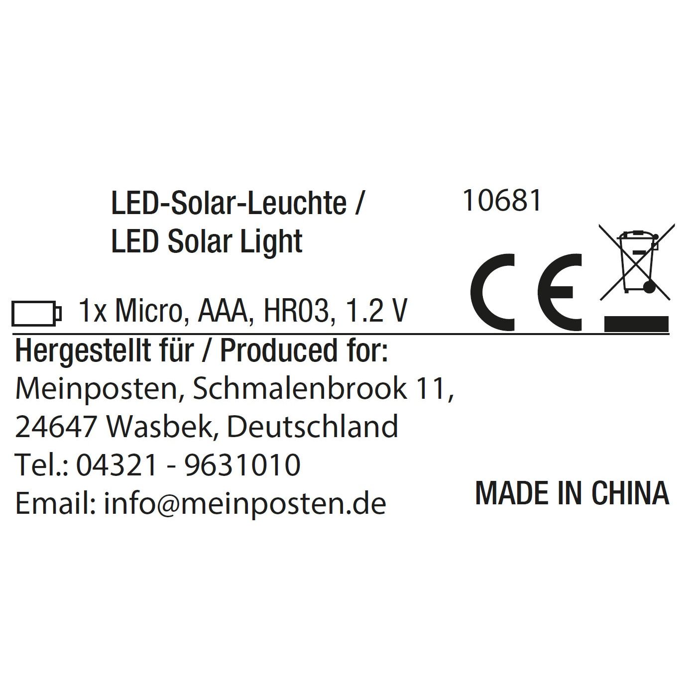 Solarleuchte MALI Solarlampe warmweiß Garten Balkon Laterne