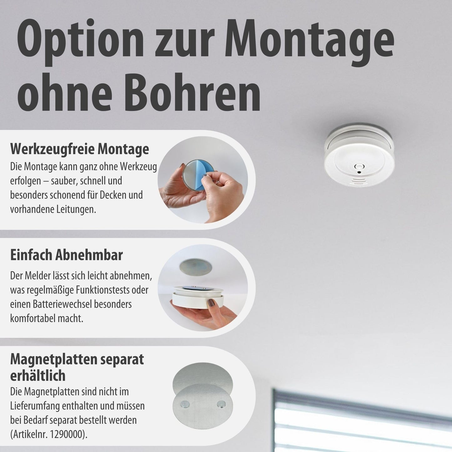 Rauchmelder mit austauschbarer Batterie gepruefte Sicherheit Heim