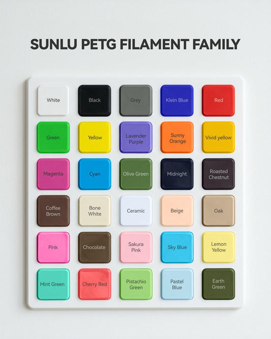 SUNLU 4KG PETG Filament Bundle, Verbesserte Zähigkeit Hohe Schlagfestigkeit 3D Druckerfilament, für die Meisten FDM 3D Drucker, 1kg pro Spule, 4 Rollen, Rosa+Lavendelviolett+Kleinblau+Grün