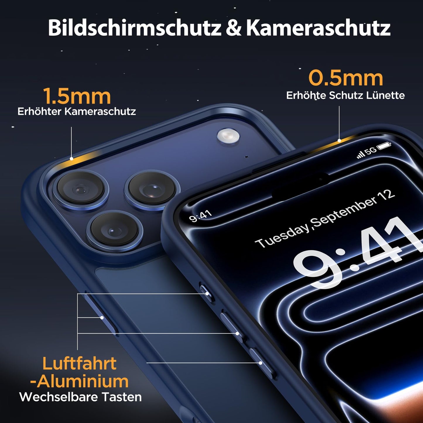 Miracase für iPhone 17 Pro Hülle für Magsafe [TOP Militärschutz & Magnetkraft] Stoßfest Kratzfest mit Samtiger Haptik Extrem Langlebig Handyhülle für iPhone 17 Pro 6,3", Matt-Tief-Blau
