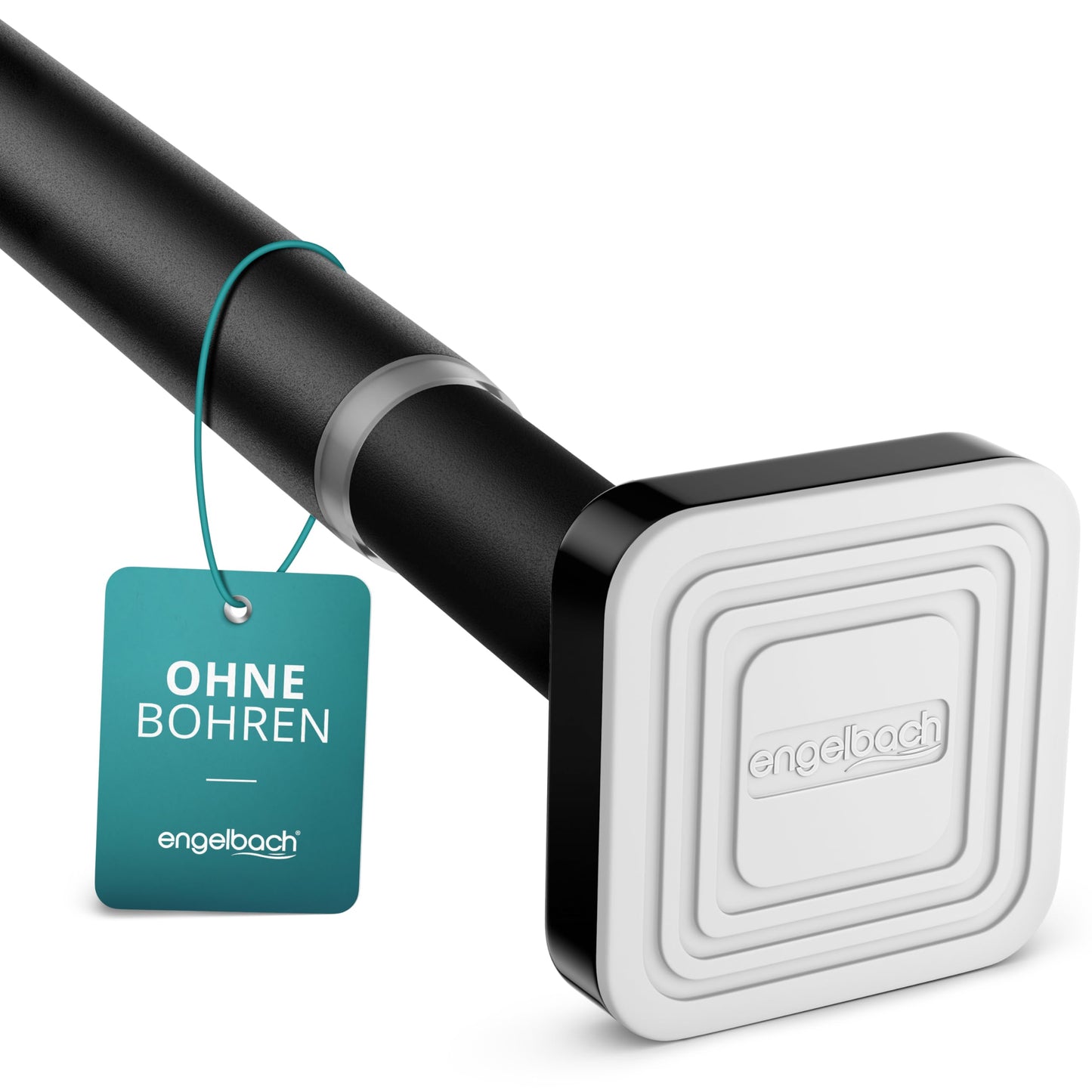 Engelbach® Gardinenstange ohne Bohren - Massiver Karbonstahl (Ø 25mm) für stabilen Halt - Individuell anpassbare Teleskopstange, Klemmstange, Duschvorhang stange, Schwarz, 260-310cm