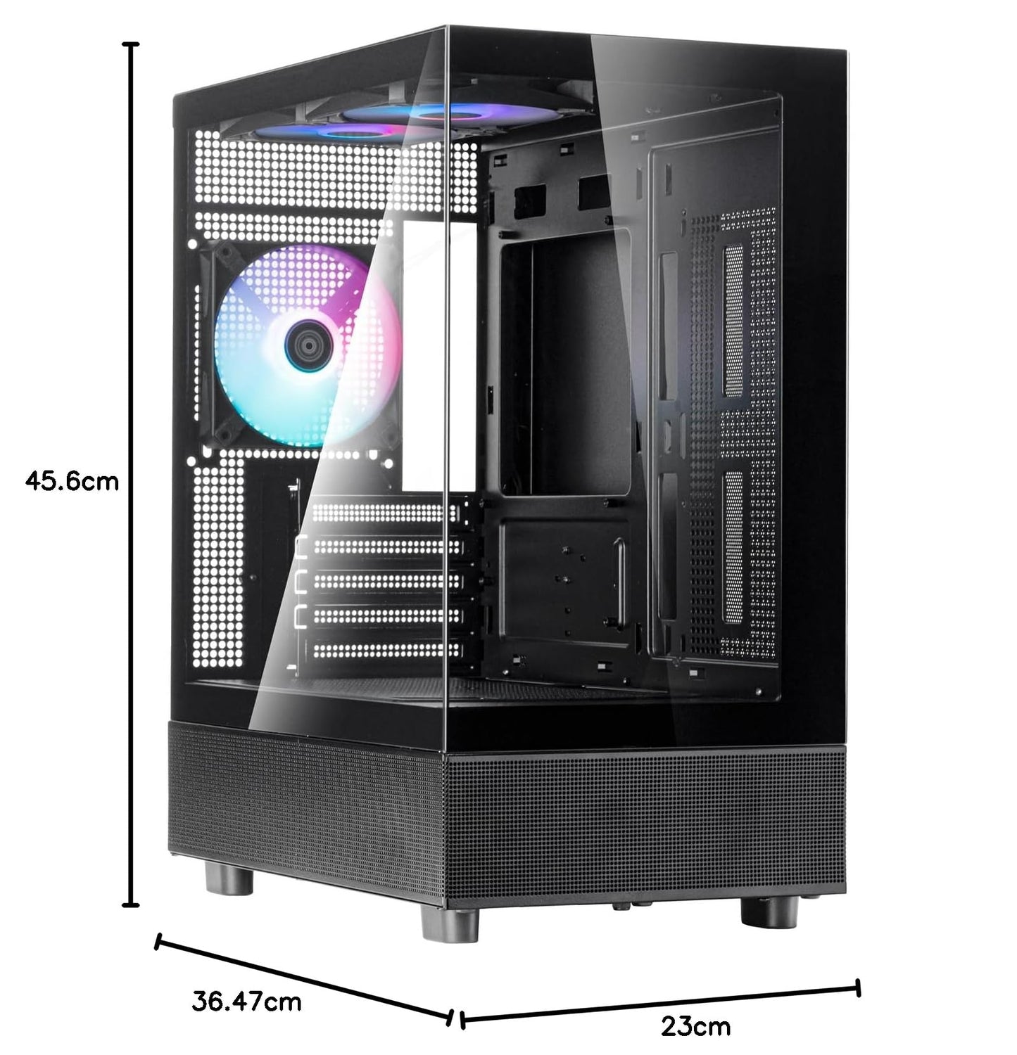 SilverStone Technology SST-LD04-B-ARGB - Lucid Serie, Panorama-Micro-ATX-Gehäuse mit beachtlichem 270°-Sichtfeld