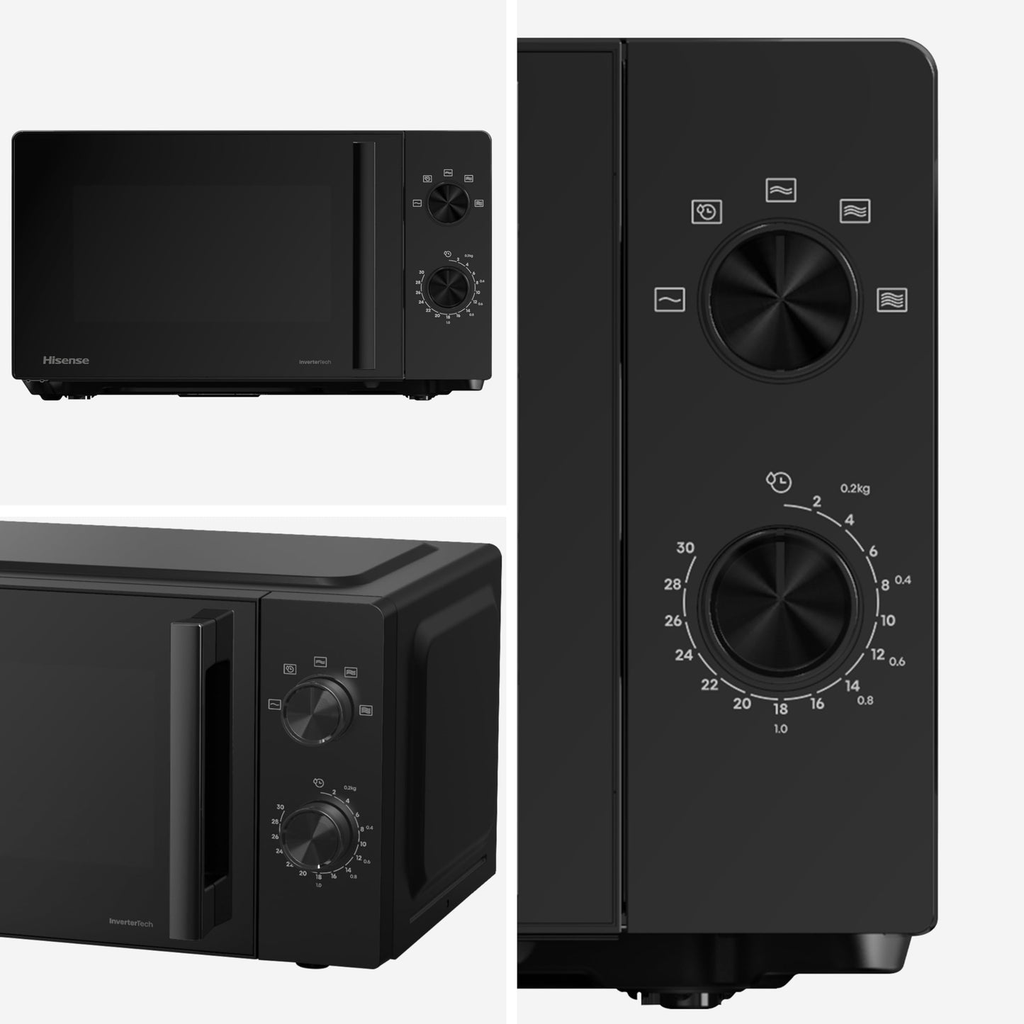 Hisense H20MOBP1HI Mikrowelle /20 L /700W /InverterTech/Keramikbeschichtung/Premium Glas/Maßgeschneidert, Mehrphasiges Kochen/Auftaufunktion/5 Leistungsstufen/Kindersicherung/Schwarz