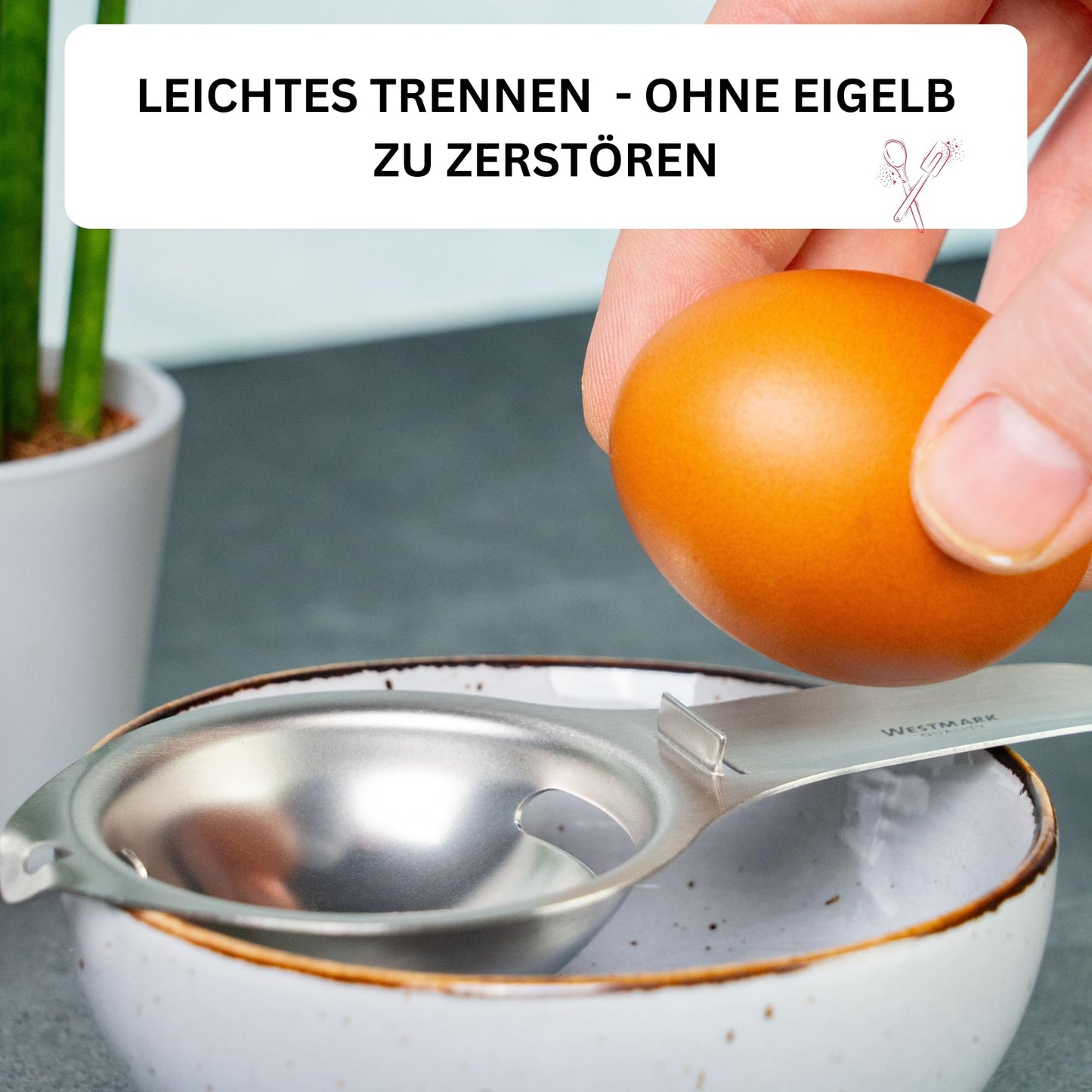 Westmark Eidottertrenner aus Edelstahl mit langem Griff 16,7 cm-Westmark