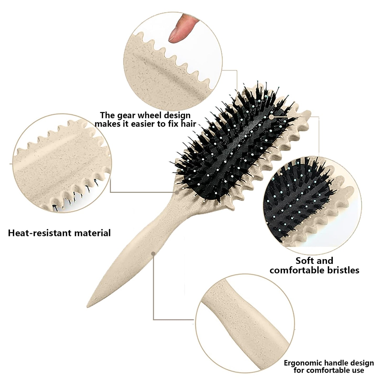 Lockenbürste zum Definieren und Stylen von Locken Beige 24 cm