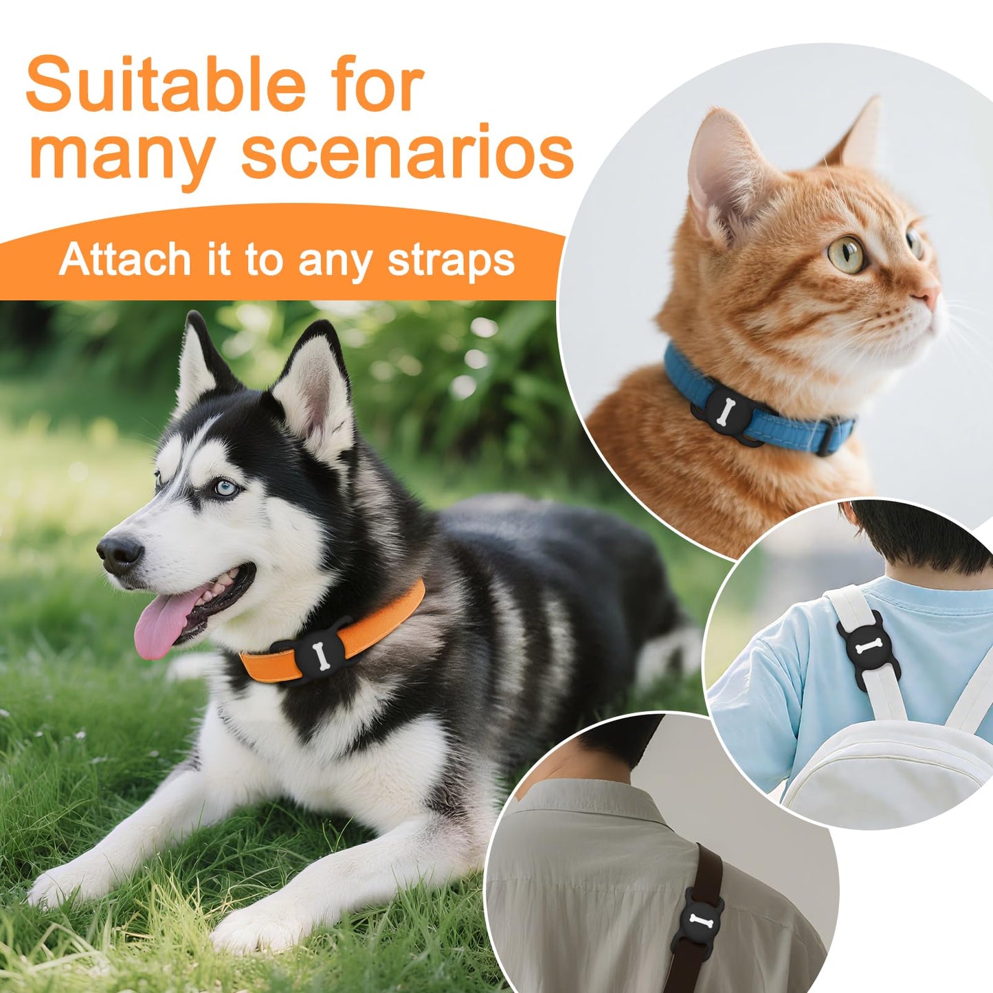 Hundehalsband Halter Air Tag GPS Huelle Silikon Anti Lost Schwarz