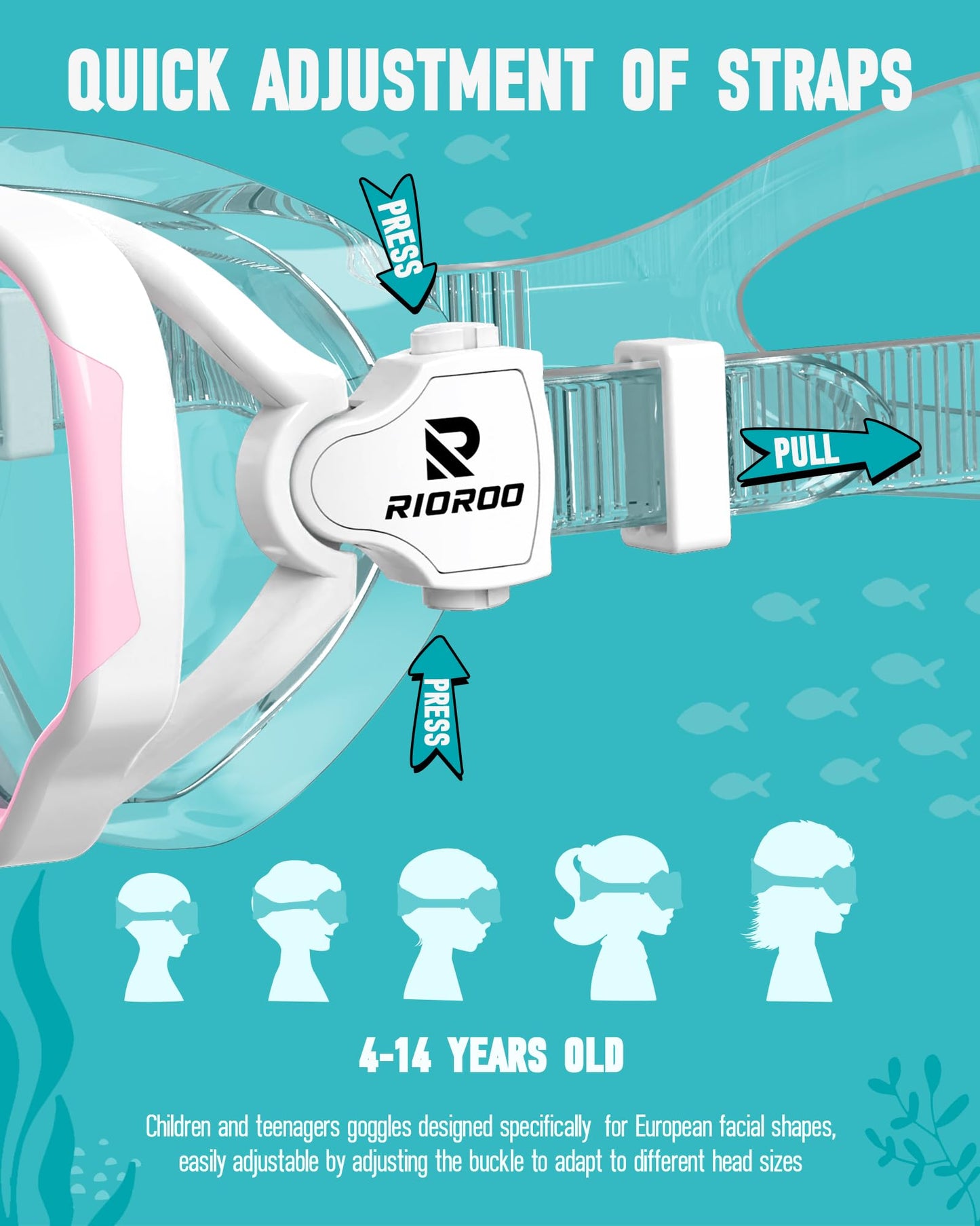 Kinder Taucherbrille 180 Grad Panorama Schnorchelset Leckagesiche