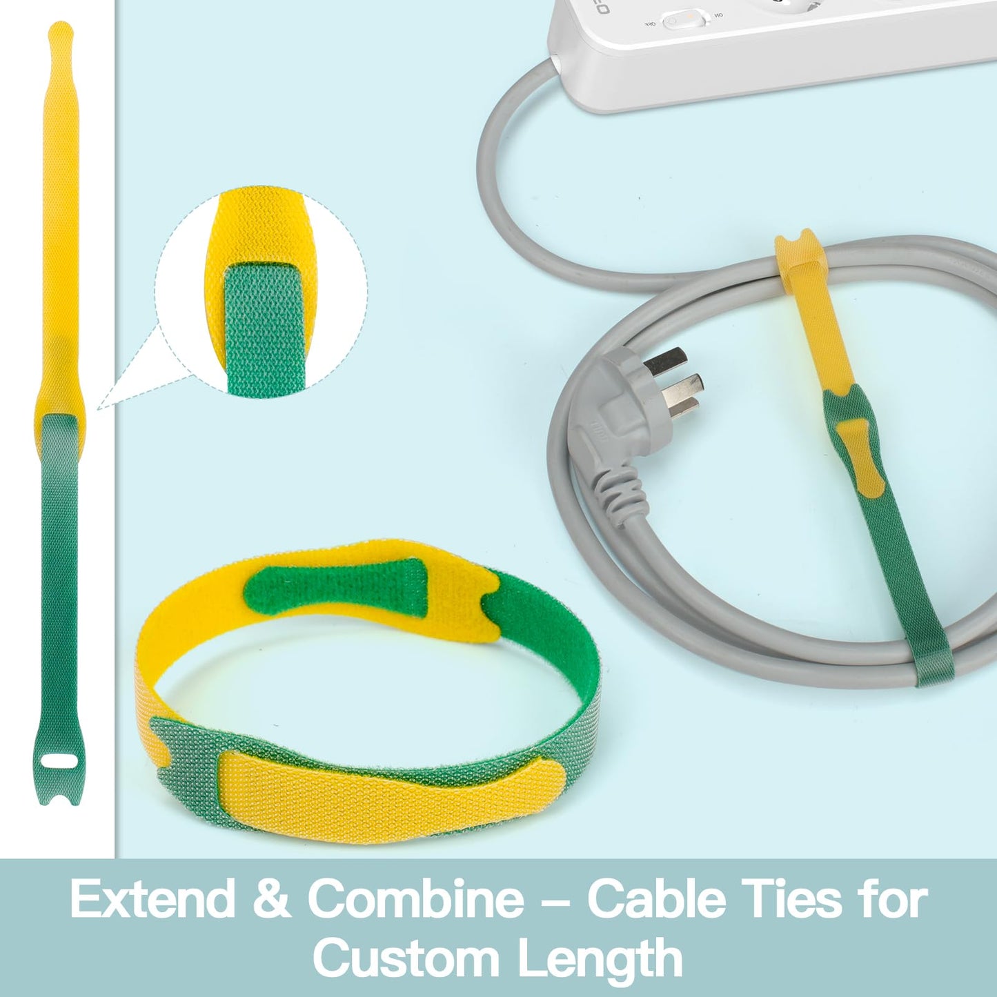 120 Stück Wiederverwendbare Nylon Kabelbinder mit Klettverschluss in 6 Farben-Zivacate